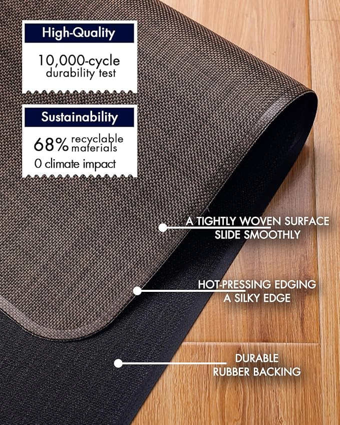 BARoyal Office Chair Mat for Hardwood Floor Under Desk Computer Rolling Chair Mat for Wood/Tile Floor Non-Slip Heavy Duty Desk Rug PVC Plastic Hard Floor Protector 36" x 48"(Coffee)