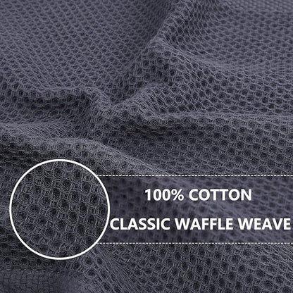 Homaxy 100% Cotton Waffle Weave Kitchen Dish Towels, Ultra Soft Absorbent Quick Drying Cleaning Towel, 13 x 28 Inches, 8-Pack, Dark Grey