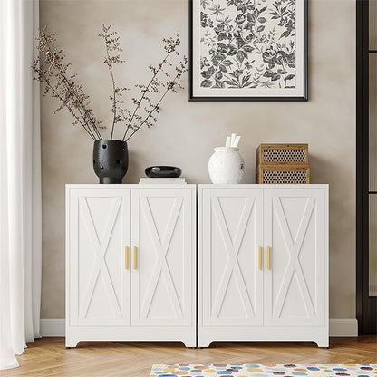 COFaR White 39" H Double Door Metal Storage Cabinet, Heavy Duty Kitchen Organizer & Coffee Bar with Adjustable Shelves, 150 lbs Top Capacity, 3-Tier Filing Cabinet for Pantry, Home Office, Dorm