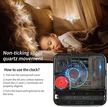 16 Inch Large Outdoor Clock, Retro Waterproof Indoor/Outdoor Clock Non-Ticking Clock with Thermometer, Battery Operated Wall Clock for Patio, Garden, Pool - Bronze