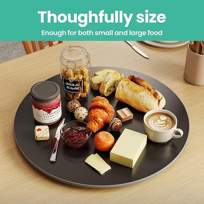 27.6" Lazy Susan Turntable – 360° Sinteredstone Silent Anti-Slip Turntable, Table Top Centerpiece for Kitchen, Pantry, Spice Rack, Refrigerator & Dining Table, Black
