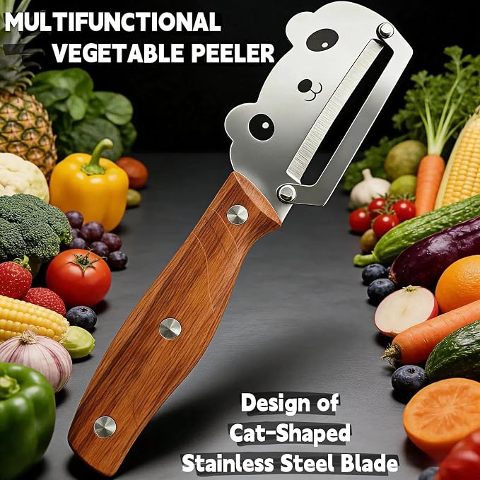 TEEVEA Vegetable Peeler, Stainless Steel Cat-Shaped Blade, PP Handle | Multifunctional kitchen tool, ergonomic non-slip grip, zero flex zero snag, easy to clean, for potatoes apples fruits veggies