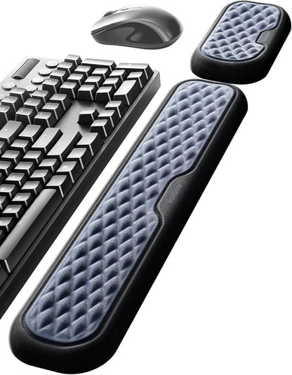 Vaydeer Wrist Rest for Keyboard and Mouse, Computer Ergonomic Wrist Support Pad, Soft Memory Foam Arm Cushion for Desk, Palm Hand Office Laptop Typing-Dark Blue and Black