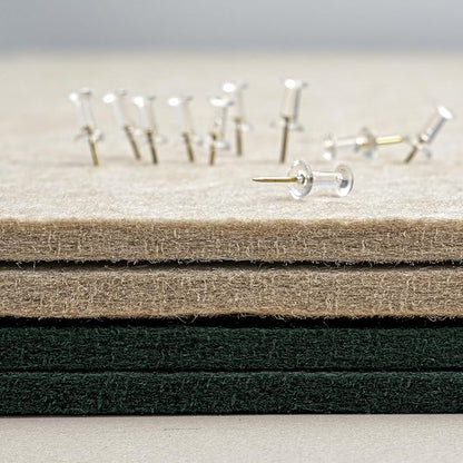 Bulletin Board, 24 x 18 inches Felt Board Decorative Pin Board, Cork Board Alternative for Wall, Foldable Photo Board Self-Adhesive Vision Board Mood Board with 20 Pushpins - Dark Green