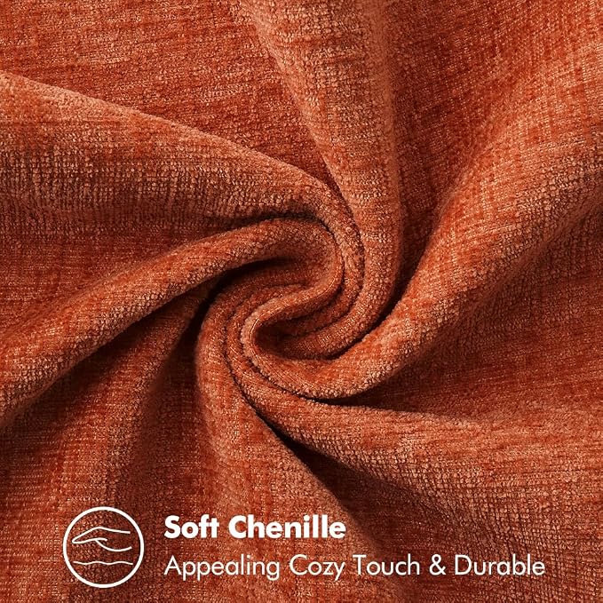 MIULEE Pack of 2 Fall Lumbar Throw Pillow Covers 12x20 Inch Rust Farmhouse Decorative Pillow Covers with Stitched Edge Soft Chenille Solid Dyed Pillow Covers for Couch Sofa Bed Living Room