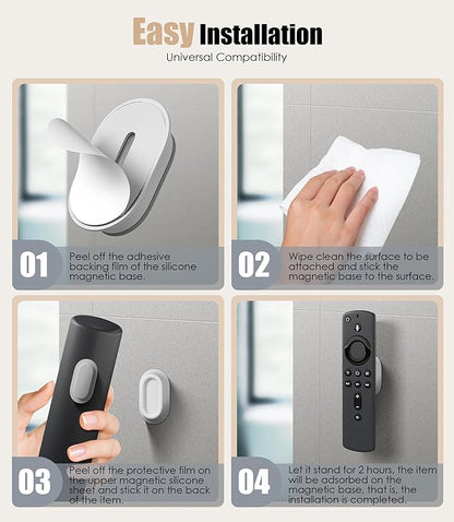 4 Pack Magnetic Remote Control Holder Wall Mount, Upgraded No Drill Self-Adhesive Organizer TV Remote Holder for Bed, Fan, RV Accessories (Multi)