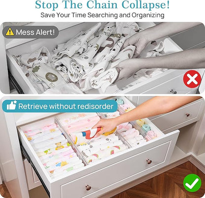 Vtopmart 12 Pack 4" Regular Upgrade Drawer Dividers for Clothes, 12.8"-22.3" Expandable Dresser Drawer Organizer, Clear Plastic Separators for Dresser, Baby Clothing, Underwear, Cosmetic, Toiletries