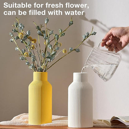 Mfacoy Ceramic Flower Vase, Minimalist Decor, Modern Home Decorative Vase, 8 in Small Pampas Grass Vases For Kitchen, Bedroom, Office, Living Room, Bathroom, Shelf Centerpiece Table Decorations (Pink)