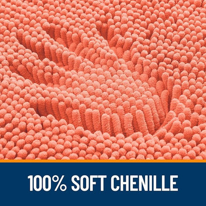 OLANLY Large Bathroom Rugs 47x32, Extra Soft Absorbent Chenille Bath Rugs, Rubber Backing Quick Dry, Machine Washable Bath Mats for Bathroom Floor, Tub and Shower, Home Decor Accessories, Coral