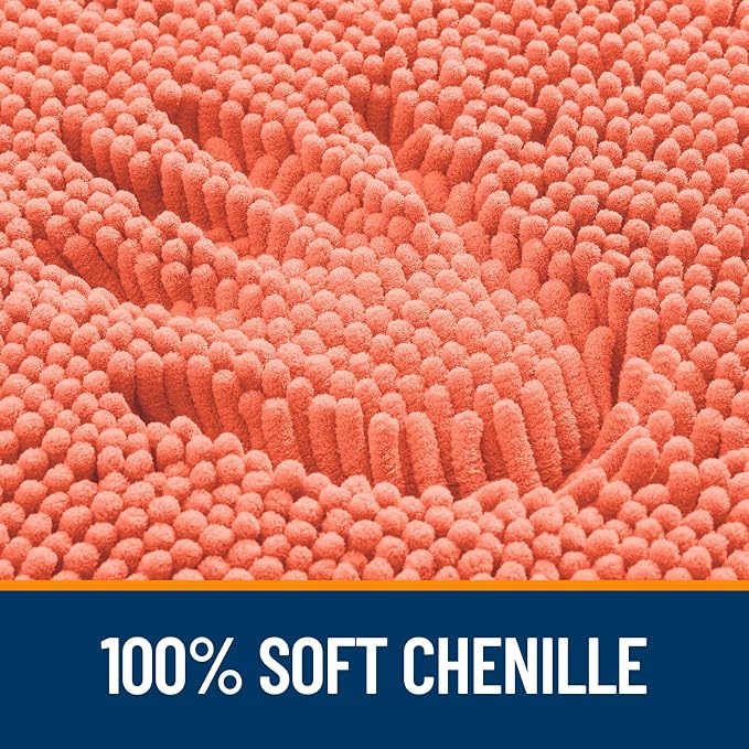 OLANLY Bathroom Runner Rugs 47x20, Extra Soft Absorbent Chenille Bath Rugs, Rubber Backing Quick Dry, Machine Washable Long Bath Mats for Bathroom Floor, Tub and Shower, Home Decor Accessories, Coral