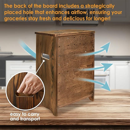 Ikee Design Free Assemble Wooden Countertop Potato and Onion Storage Bin Box,Countertop Cabinet, Wooden Bread Boxes, Potato Storage, Coffee Station, 11.8W x 6.8D x 16H in, Rustic Color