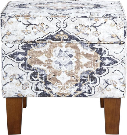 Spatial Order Home Decor | Dinah Collection Modern Storage Ottoman | Ottoman with Storage for Living Room & Bedroom(Antiqued Ebony Cream)