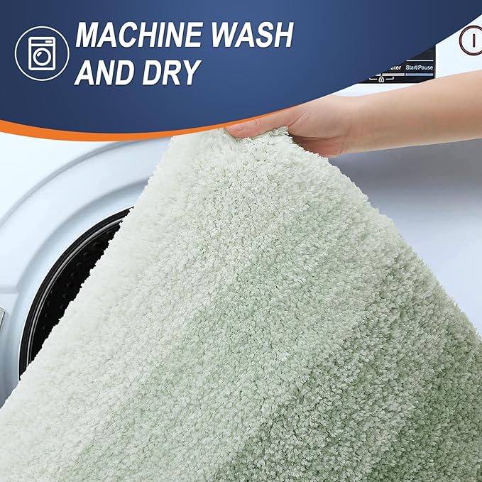 OLANLY Bathroom Rugs Mat 36x24, Extra Soft Absorbent Microfiber Bath Rugs, Rubber Backing, Quick Dry, Machine Washable Bath Mats for Bathroom Floor, Tub and Shower, Home Decor Accessories, Sage Green