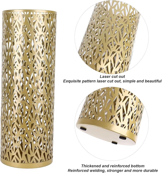 Umbrella Stand Rack for Entryway Metal Hollowed Freestanding Round Umbrella Holder Organizer Bin for Home Hotel Office Decor (Large)