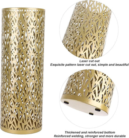 Metal Round Umbrella Stand Rack,Umbrella Holder Organizer Bin Hollowed Freestanding Canes Walking Sticks Holder for Entryway Home Hotel Office Decor (M)