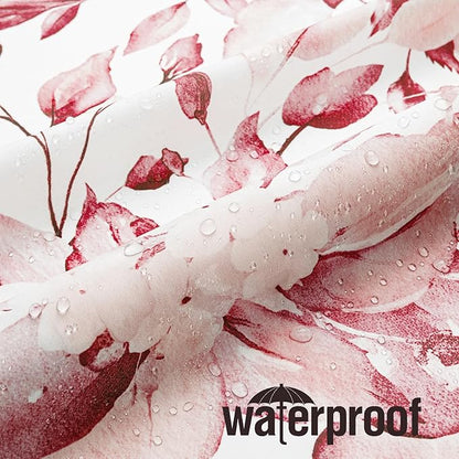 Gibelle Pink Eucalyptus Shower Curtain, Watercolor Plant Leaves with Floral Bathroom Shower Curtain Set, 72x72