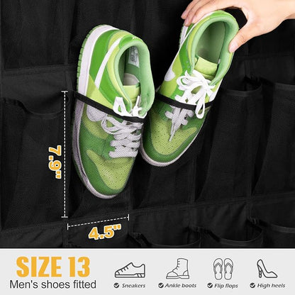 MISSLO 35 Large Pockets Over the Door Shoe Rack for Door Sturdy Oxford Over the Door Shoe Organizer Closet Hanging Shoe Holder Hanger