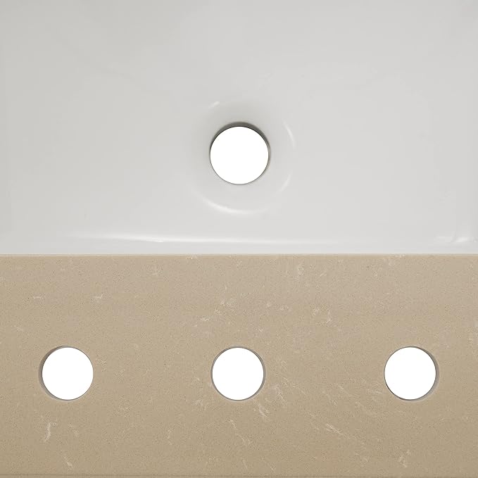 MSI Cosmic Sand Vanity Top with Under Mount Rectangle Double Bowl Ceramic Sinks, Engineered Marble Stone, 4" CC Faucet Holes, 61"X22"