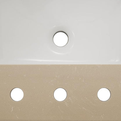 MSI Cosmic Sand Vanity Top with Under Mount Rectangle Double Bowl Ceramic Sinks, Engineered Marble Stone, 4" CC Faucet Holes, 61"X22"