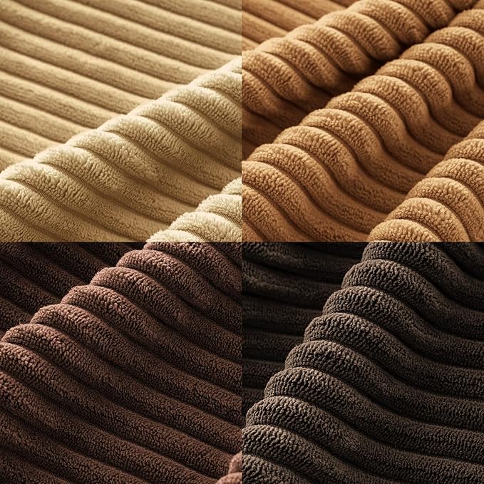 MIULEE Boho Farmhouse Throw Pillow Covers 20x20 Inch Set of 4 Rustic Mordern Neutral Cushion Covers Soft Corduroy Nordic Home Decor for Couch Bed Sofa Living Room Camel Brown