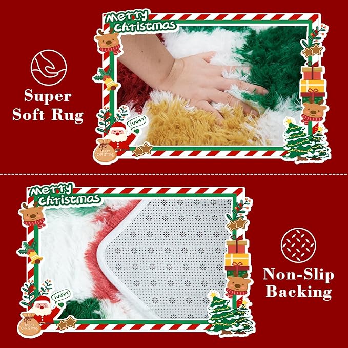 Shag Runner Rug for Bedroom Living Room 3x7 Upgrade Non-Slip Fluffy Soft Bedside Rugs,Checked Shaggy Carpet for Livingroom Dorm Home Decor Aesthetic