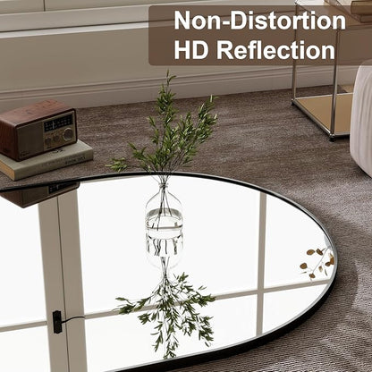 GLSLAND-77 x38 Arched Full Length Mirror - Oversize Floor Mirrors Aluminum Alloy Frame Full Body Dressing Mirror for Bedroom Living Room,Black