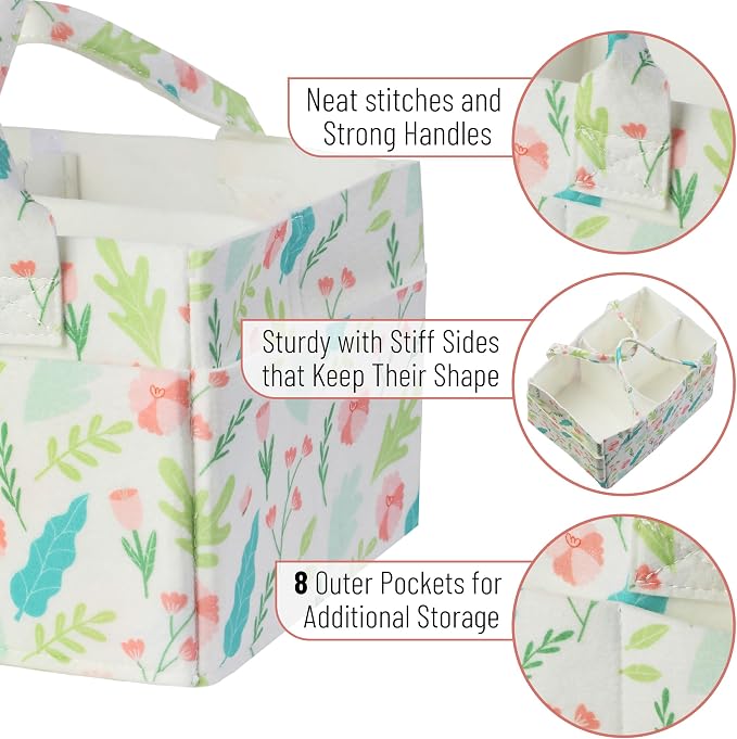 Mr. Pen- Baby Diaper Caddy Organizer, Blooming Palette, Nursery Storage Bin and Car Organizer for Diapers and Baby Wipes