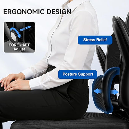 Ergonomic Office Chair, Breathable Mesh Ergonomic Desk Chair with Adjustable Lumbar Support, Flip-up Armrests, Computer Chairs Comfortable for Home, Office, Work, 300lbs, Black (4Pack)