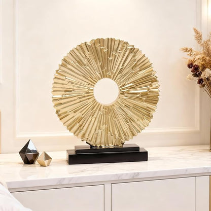 DOVDOV Gold Home Decor Sculpture, Unique Round line Statue, Modern Home Decor, Decorative Panel Statue Gold Decoration for Living Room TV Stand, Office, Bedroom, Dining Table Centerpiece.