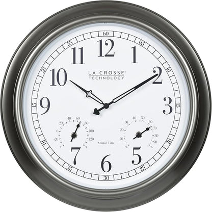 La Crosse Technology Atomic Analog Clock with Temperature and Humidity, 18" Dia. (404-00237)