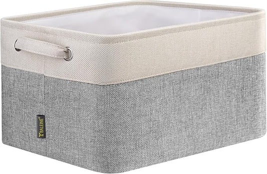 BALEINE 1 Pack Fabric Closet Storage Bins for Shelves, Linen Closet Organizers and Storage, Decorative Baskets for Organizing, Shelf, Clothes, Home, Office (Grey, 15''x11''x9.5'')