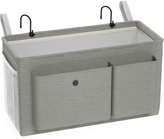 Edudif Bedside Caddy Bedside Organizer with Fixed Straps & Water Bottle Holder, Bunk Bed Caddy ideal for Home, Dorm, Hospital, Crib, Versatile Bedside Storage Solution