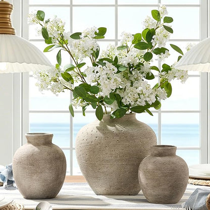 Vanselia Ceramic Flower Vase Home Decor - Large Tall Farmhouse Table Vases Rustic Vintage Living Room Kitchen Bedroom Decorations for House Book Shelf Office Coffee Desk Dining Fireplace (10" Retro)