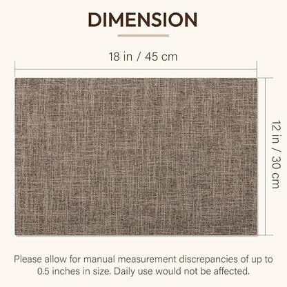 Blue Forest Placemats Set of 6, Dual-Layered Thickened Faux Linen Cloth Place Mats Heat Resistant Machine Washable Wrinkle Free Table Mats Indoor/Outdoor (Cream Beige)