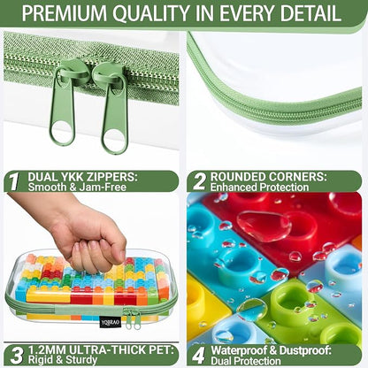 YQBRAO 4-Pack Clear Diaper Bag Organizer Pouches, 1.2mm Ultra-Thick PET Travel Pouches for Toiletries & Makeup, Rigid Self-Standing Bags with YKK Zippers, TSA Approved (Green)