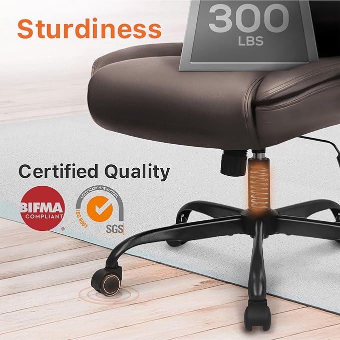 NEO CHAIR Ergonomic Office Desk Gaming Computer Chair Executive High Back Support Flip-up Arms Adjustable Height Swivel Rolling Wheels Comfy PU Leather for Home (Brown)