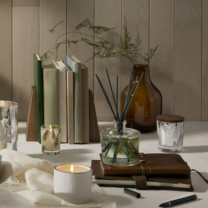 Thymes Frasier Fir Reed Diffuser Set – Includes Reeds, Fragrance Oil, and Frosted Glass Bottle – Fragrance Oil Diffuser – Room Fresheners – Luxury Home Decor – Green & Clear (Pine Needle, 7.75 fl oz)