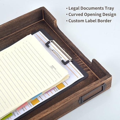 11 x 17 Paper Tray Organizer Legal Size Desk Tray Wooden Paper Tray Organizer Tabloid Size Document Folder for Engineering Office &Home Desktop Document Organizer