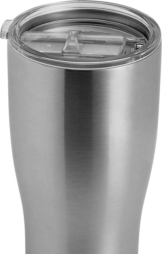 makerflo Destash 30 oz, 25 Pack Tumbler, Stainless Steel Insulated Curve Travel Tumbler with Clear Splash Proof Lid and Straw for Coffee, Tea, Shakes, Smoothies, Wine, Water, Hot Cold Drinks, Silver