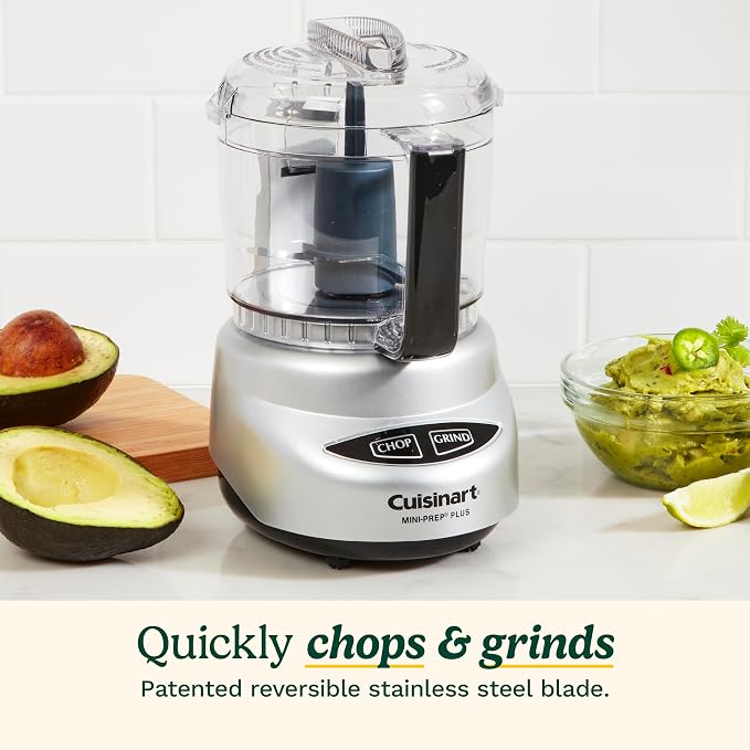 Cuisinart Mini-Prep Plus Food Processor, 3-cup Mini Food Processor to Chop Herbs, Vegetables, and Hard Cheese, 3-cup Work Bowl, Reversible Stainless Steel Blade, DLC-2APK, Pink