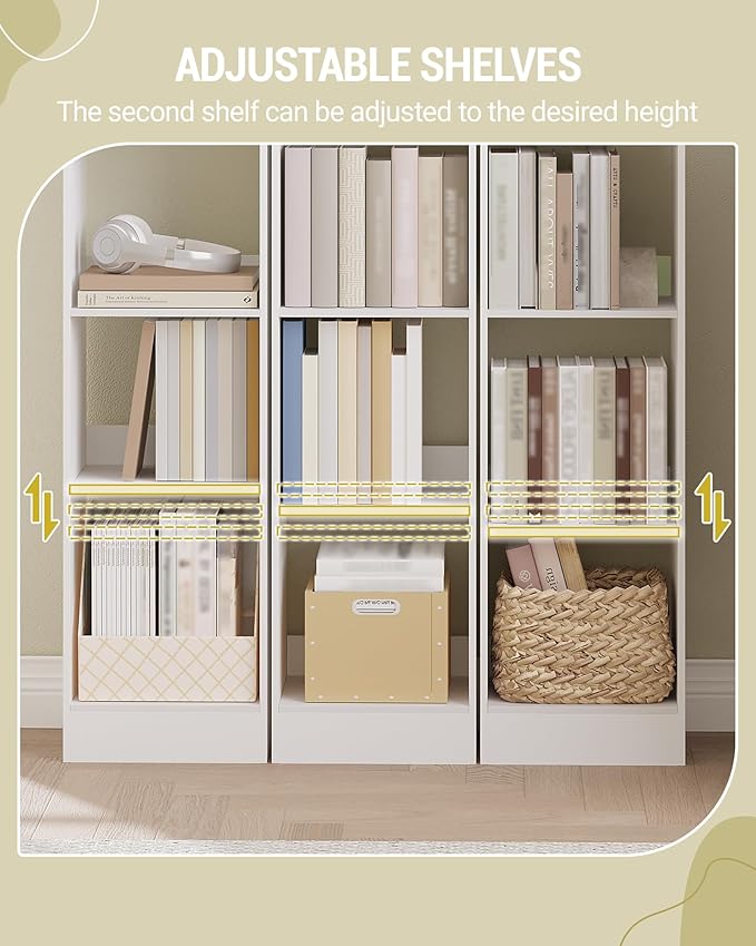 Hzuaneri Bookcase, Tall Narrow Bookshelf, Open Display Storage Shelf, Skinny Cube Book Shelf with Adjustable Shelves, CD Rack for Living Room, Home Office 7-Tier(9.4 x 11.8 x 84.3 inch) White BC79703X