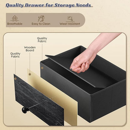EnHomee 24 Drawers Black Dresser for Bedroom, Dressers & Chests of Drawers with 4 Wheels and 40“ * 23” Wide Wooden Top, Metal Frame, Organizer Island with Hooks for Bedroom, Cloakroom, Dressing Room