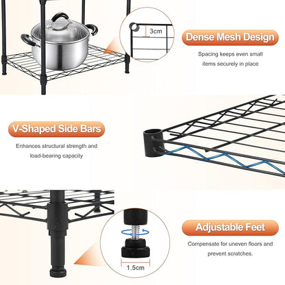 Whitmor 5 Tier Storage Shelves, Heavy Duty Metal Shelving, 400 lbs Capacity per Shelf, 2000 lbs Total, Easy Assembly for Kitchen, Garage, Plant, 18" L x 12" W x 50" H, Black