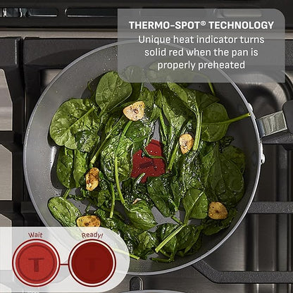 T-Fal Ultimate Hard Anodized Nonstick 10 Piece Cookware Set, Oven Safe Up to 400°F, Dishwasher Safe, Pots and Pans Set, Includes Frying Pans, Saucepan, Stockpot, Cooking Utensils, Grey