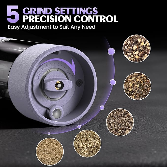 Salt and Pepper Grinder Set Gifts for Women Automatic Battery Pepper Mill Shakers Kitchen Accessories Cooking for Mom, Adjustable Coarseness Salt Pepper Shakers Family Gifts Ideas