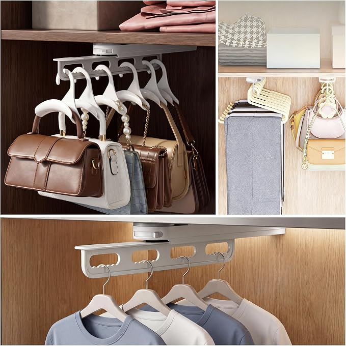Pull Out Closet Rod, Suction Cup Valet Rod for Closet, No Drilling Extendable Closet Hanger Organizer, Sliding Wardrobe Clothing Rail, 14 Inch, Gray