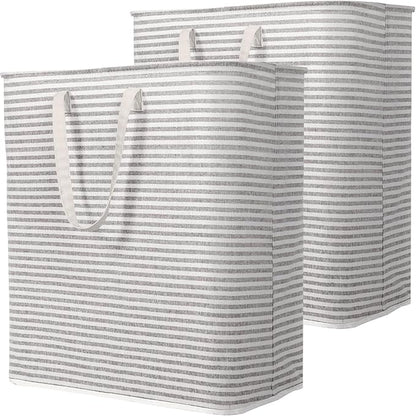 Lifewit 2 Pack Laundry Hamper Large Collapsible Laundry Baskets, Freestanding Waterproof Clothes Hamper with Easy Carry Handles in Laundry Room Bedroom Bathroom College Dorm, Grey, 2 x 100L