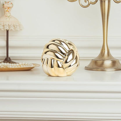 Small Gold Knot Decor, Chain Link Decor, Coffee Table Decor, Book Shelf Decor, Entry Table Decor, Aesthetic Minimalist Decorative Objects for Modern Home Living Room, Desk Decor for Office (Golden)