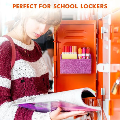 BEYGORM Magnetic Dry Erase Marker Holder for Whiteboard,Non-slip Acrylic Magnet Pen Holder for Fridge Refrigerator,Locker Organizer for Work,Locker Accessories,Pencil Cup for Desk(Bling Pink)