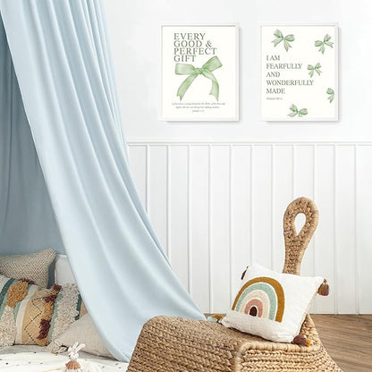 LARTSFRO Coquette Sage Green Bow Wall Art Decor Posters, Sage Green Bow Room Bedroom Bathroom Dorm Wall Art Decor Aesthetic for Teen Girls Gifts, Inspirational Bible Verses Bow Wall Decor, 10x8 Inch Set of 4 Pcs Bow Pictures (UNFRAMED)